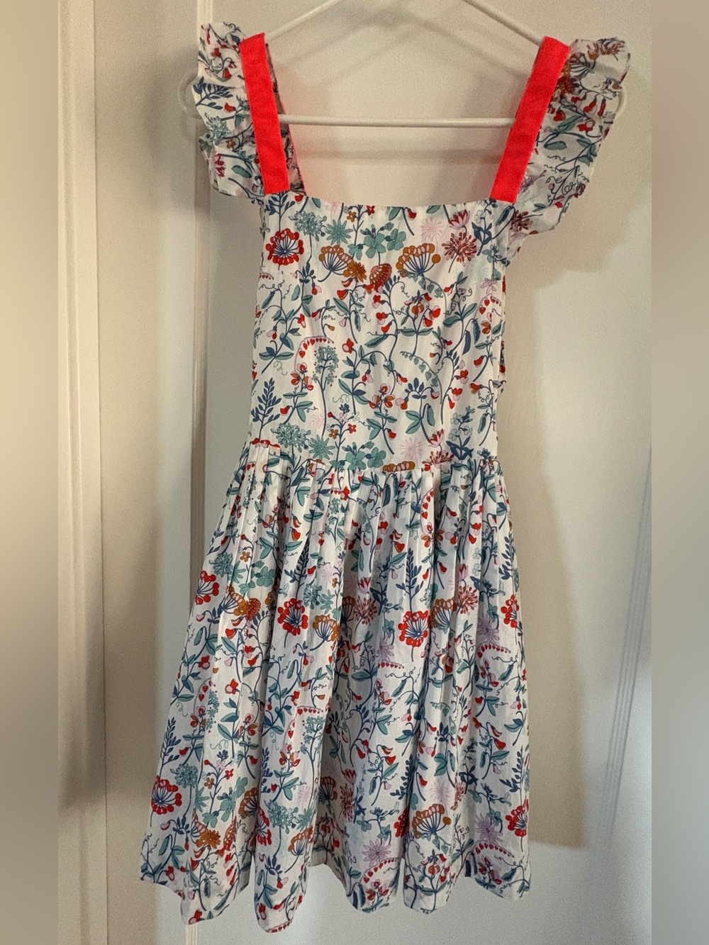 Jacadi White Floral Sundress with Coral Pink Straps